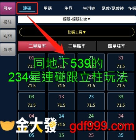 天天樂二三四星玩法-同地下539連碰跟立柱玩法