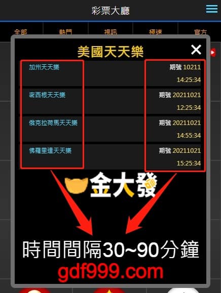 天天樂開獎時間間隔30~90分鐘左右